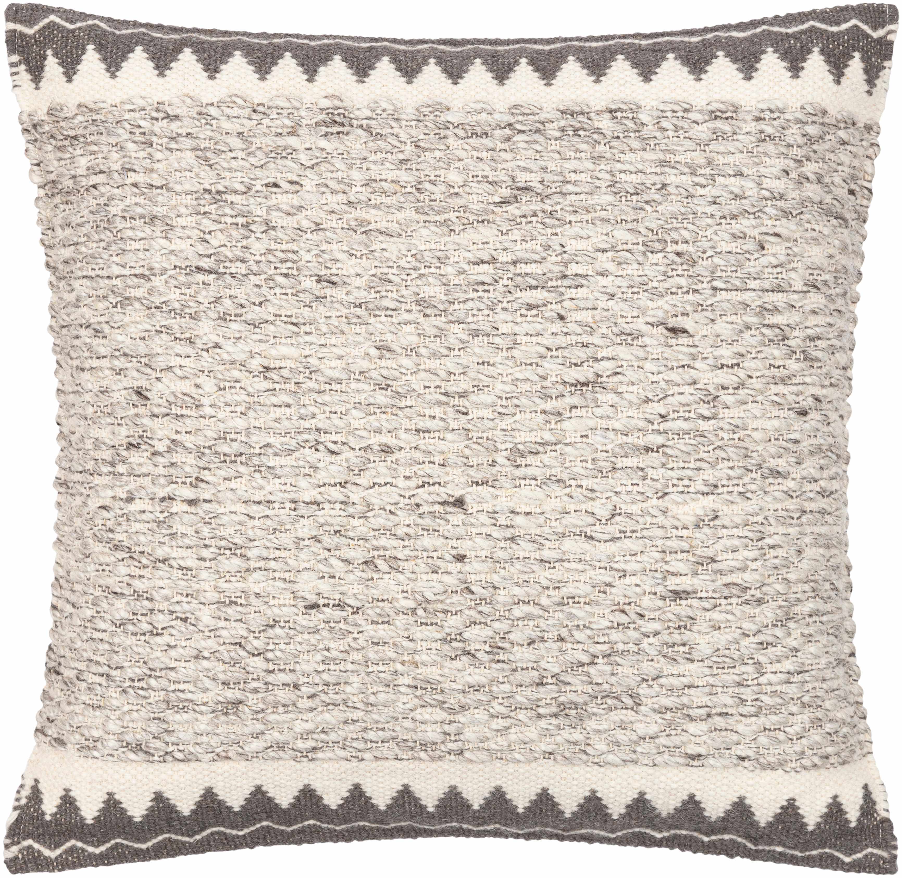Textured pillow with a geometric pattern on a white background