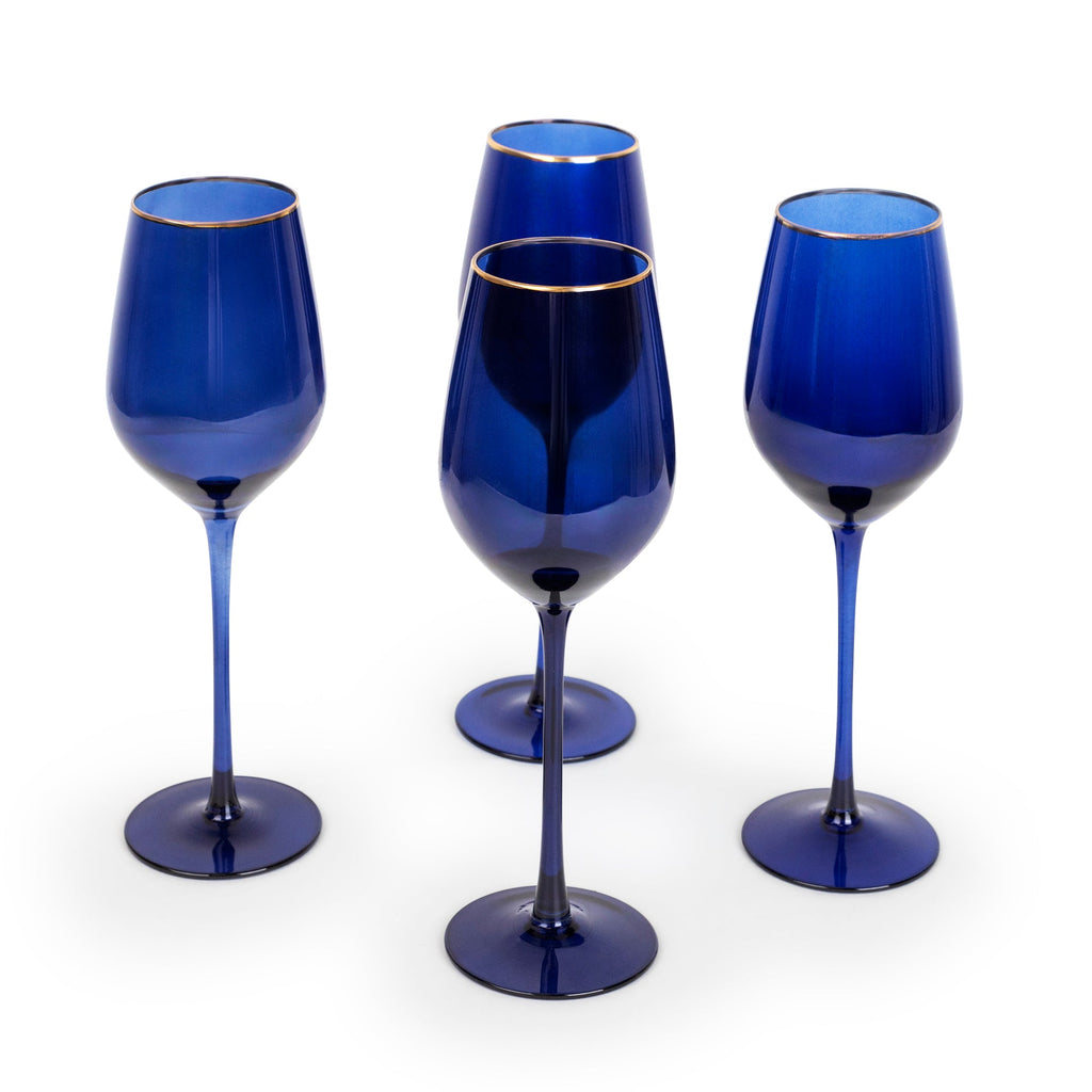 Navy Gloss Wine Glasses - Set of 4