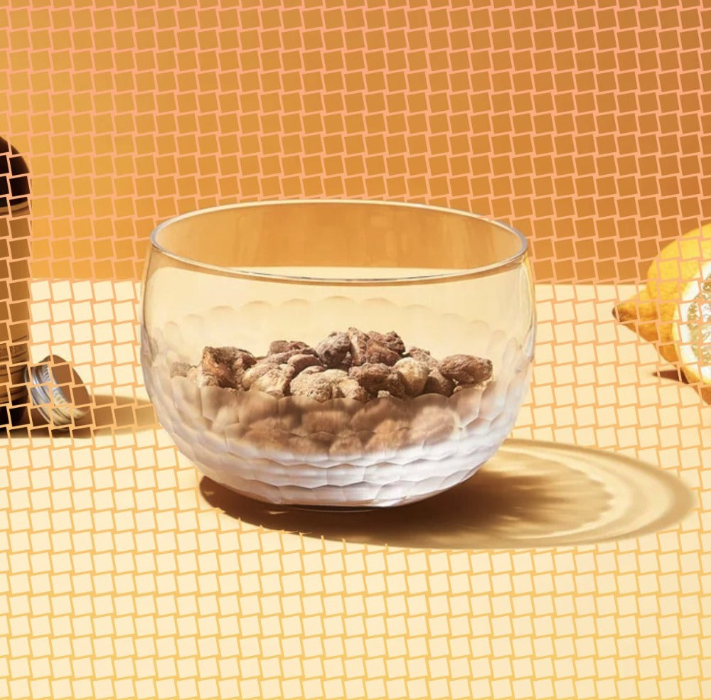 Hive Nut Bowl | Honeycomb Handblown & Hand-etched Dish 18 oz