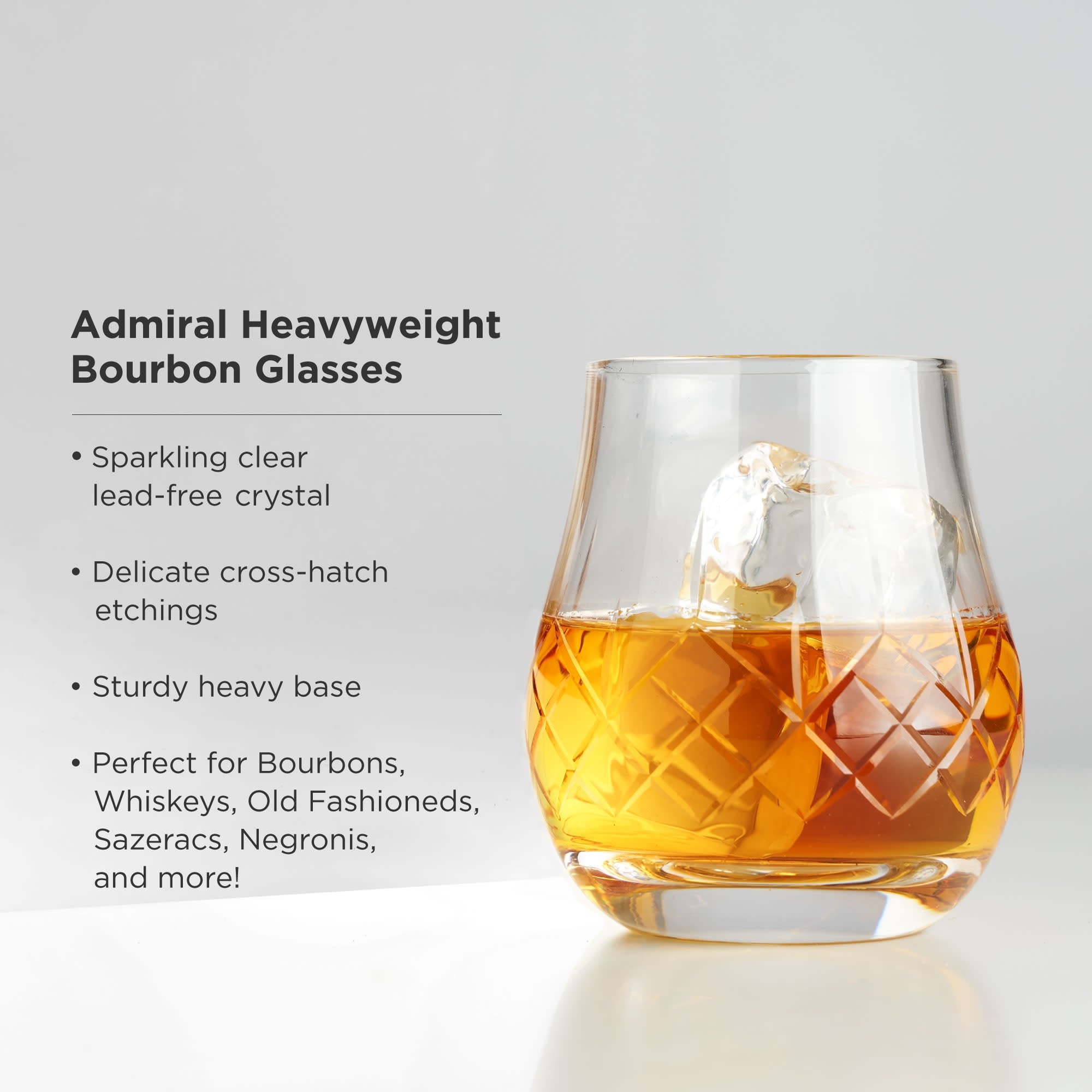 Admiral Crystal Whiskey Heavyweight Glasses Set of 2
