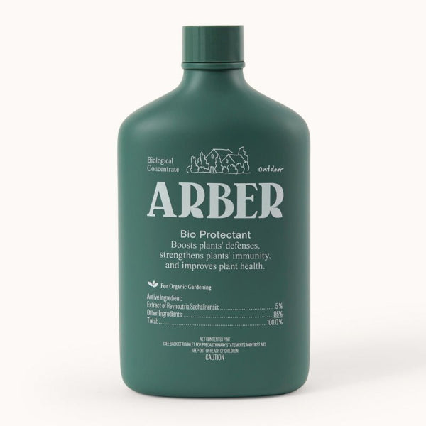 Green bottle of Arber Bio Protectant on a white background