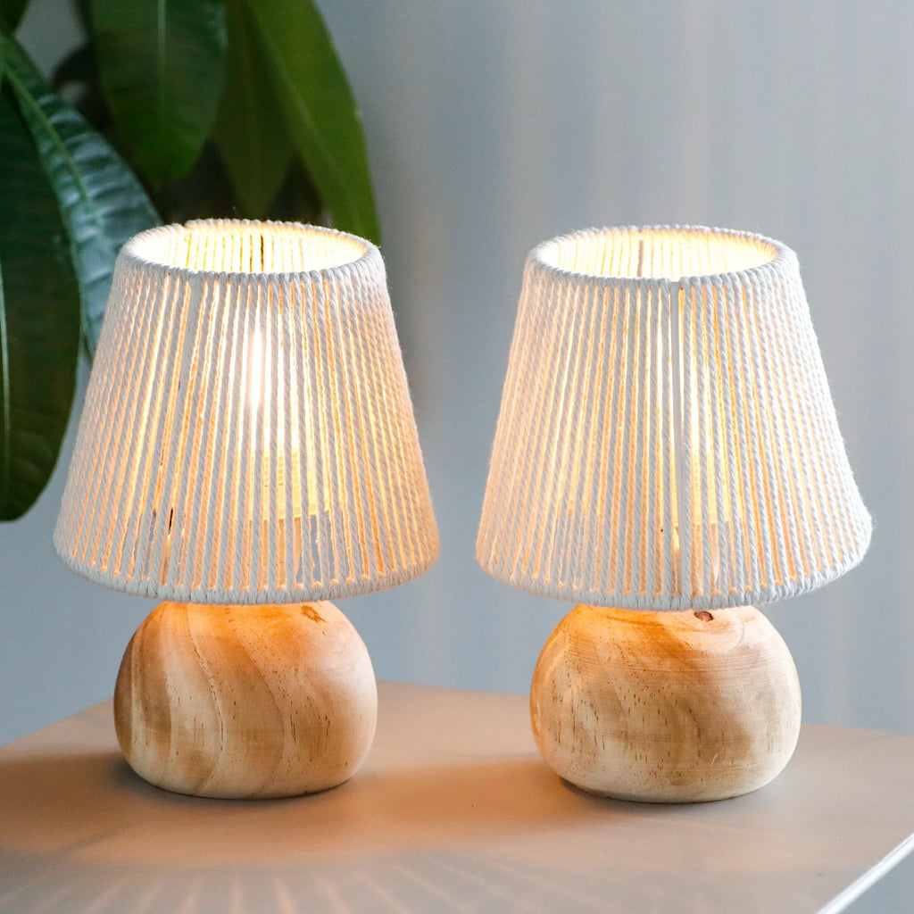 Woven Cotton Rope Table Lamp 8" (Set of 2)