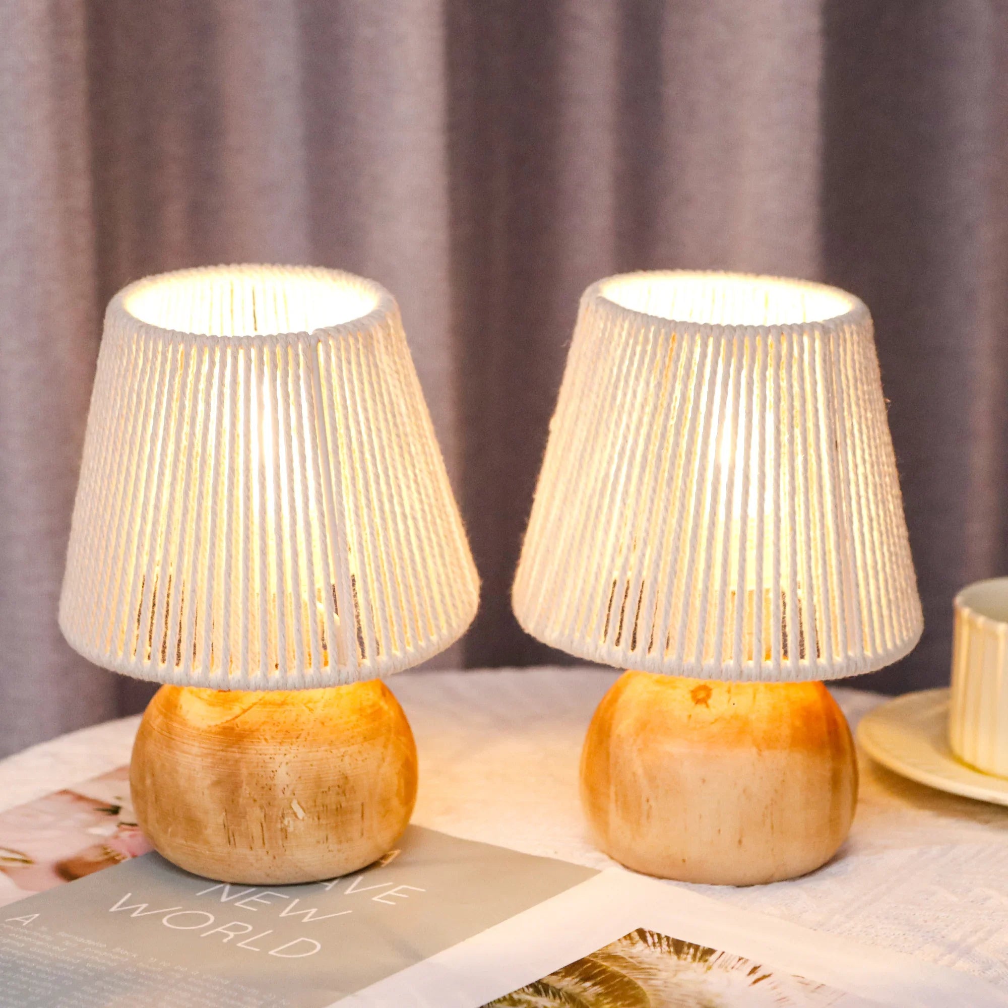 Woven Cotton Rope Table Lamp 8" (Set of 2)