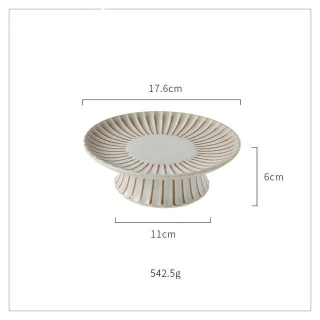 Decorative cake pedestal with dimensions on a white background