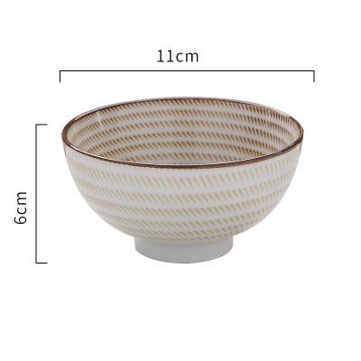 Modern Ceramic Bowl Sand Dots small — dimension diagram showing 11 cm × 6 cm, warm beige diagonal hatched glaze