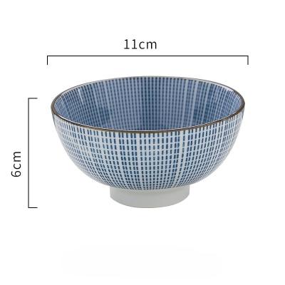 Modern Ceramic Bowl Blue Square small — overhead view of crackle mosaic glaze, 11 cm diameter