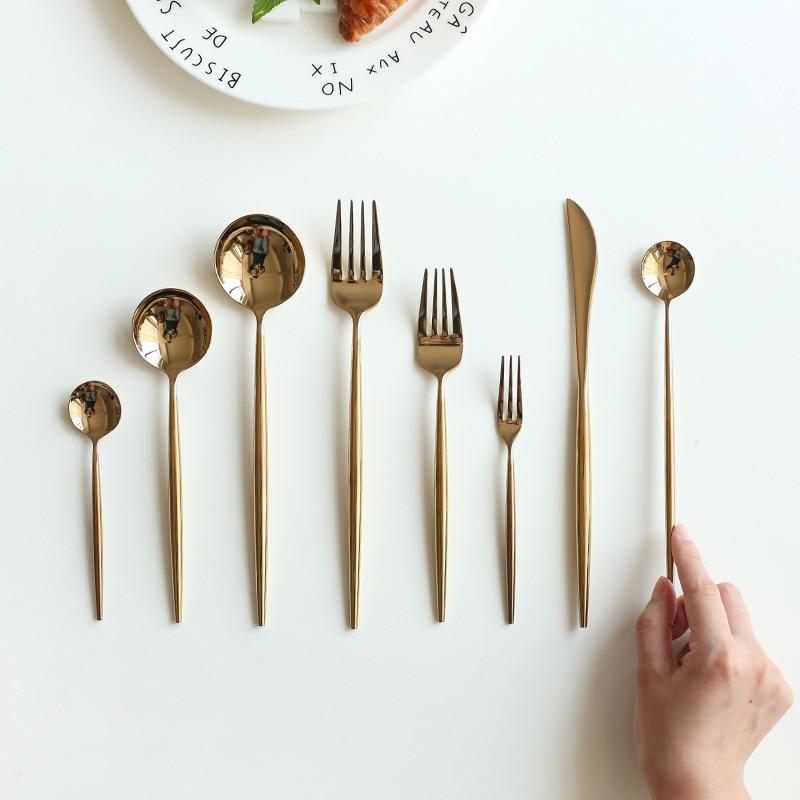 Golden flatware set