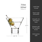 Lot de 2 verres à martini sans pied en cristal à base épaisse Raye