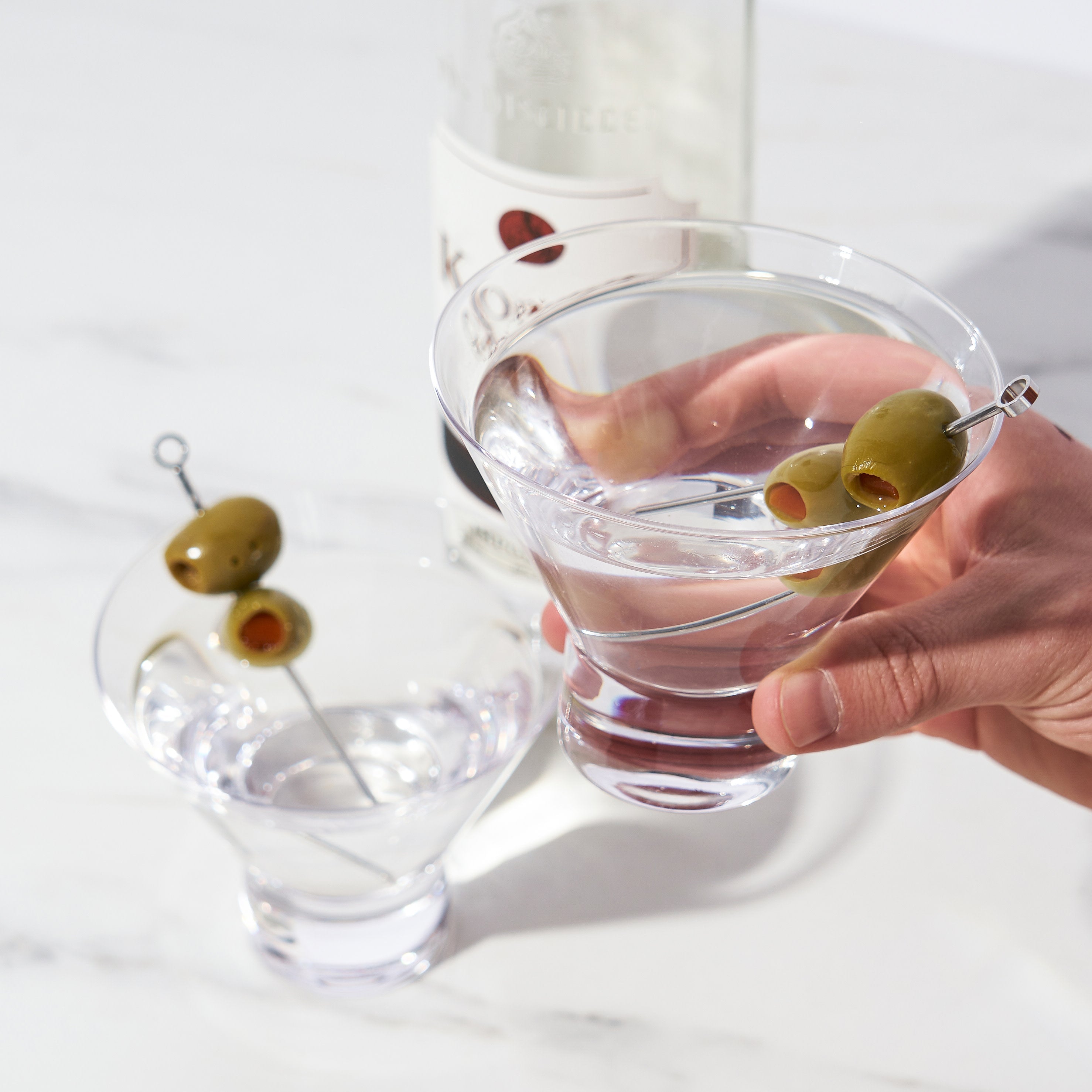 Raye Heavy Base Crystal Stemless Martini Glasses Set of 2