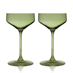 Réserver des verres à pied Nouveau Crystal Coupe de couleur sauge, lot de 2