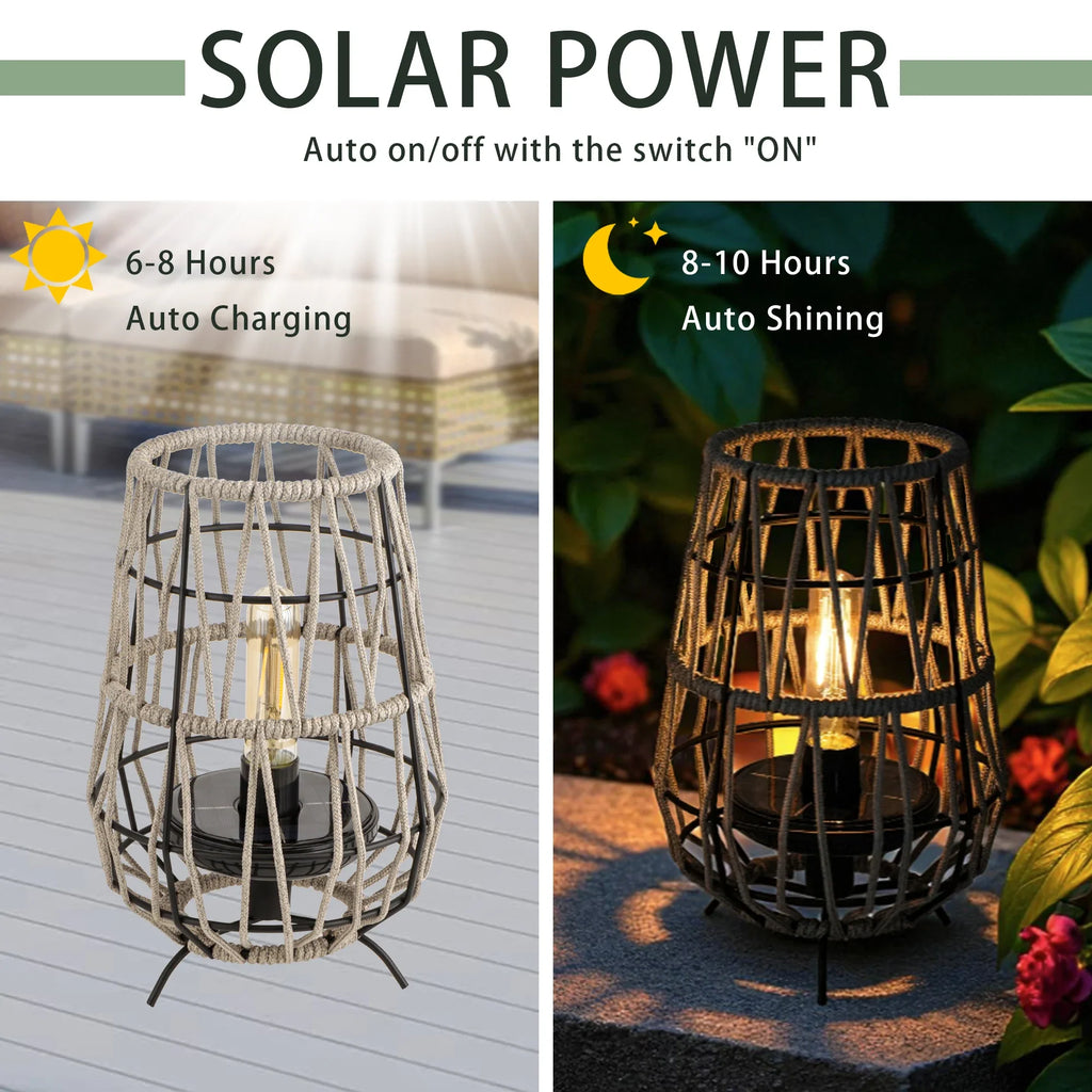 Solar Lantern Outdoor Table Lamp or Hanging Solar Lights (Set of 2)