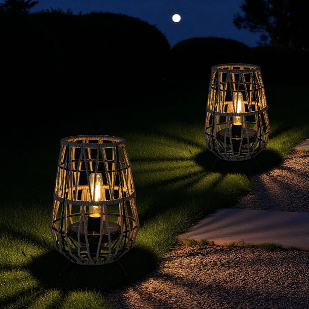 Solar Lantern Outdoor Table Lamp or Hanging Solar Lights (Set of 2)