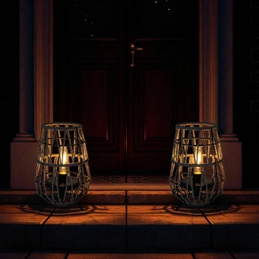 Solar Lantern Outdoor Table Lamp or Hanging Solar Lights (Set of 2)