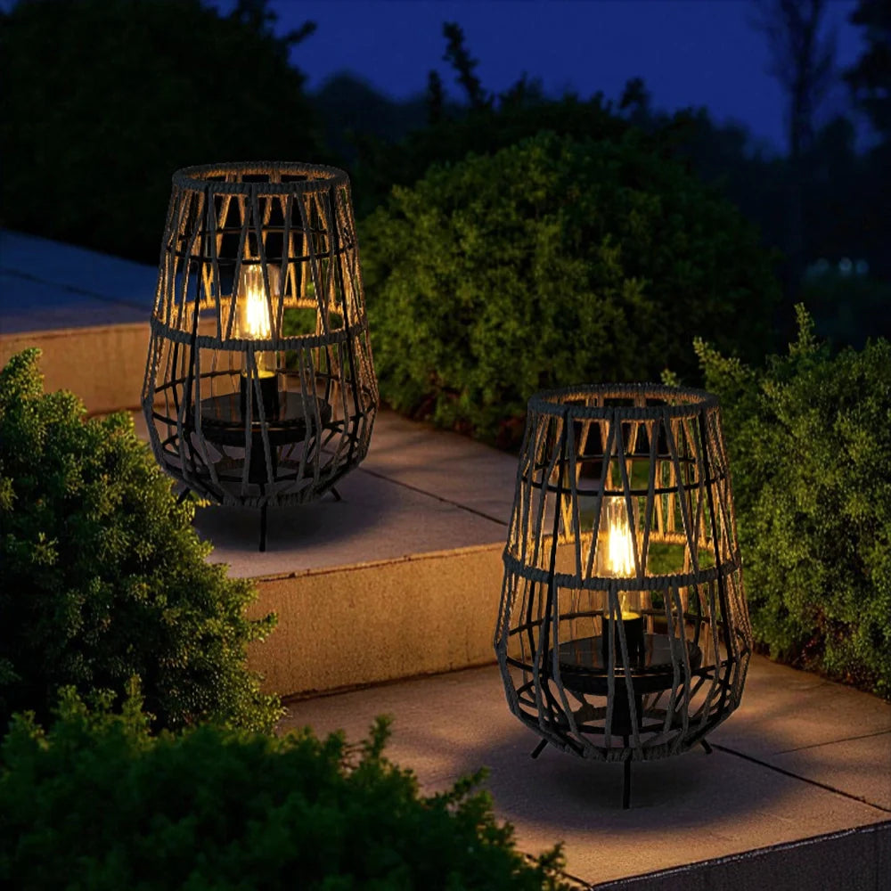 Solar Lantern Outdoor Table Lamp or Hanging Solar Lights (Set of 2)