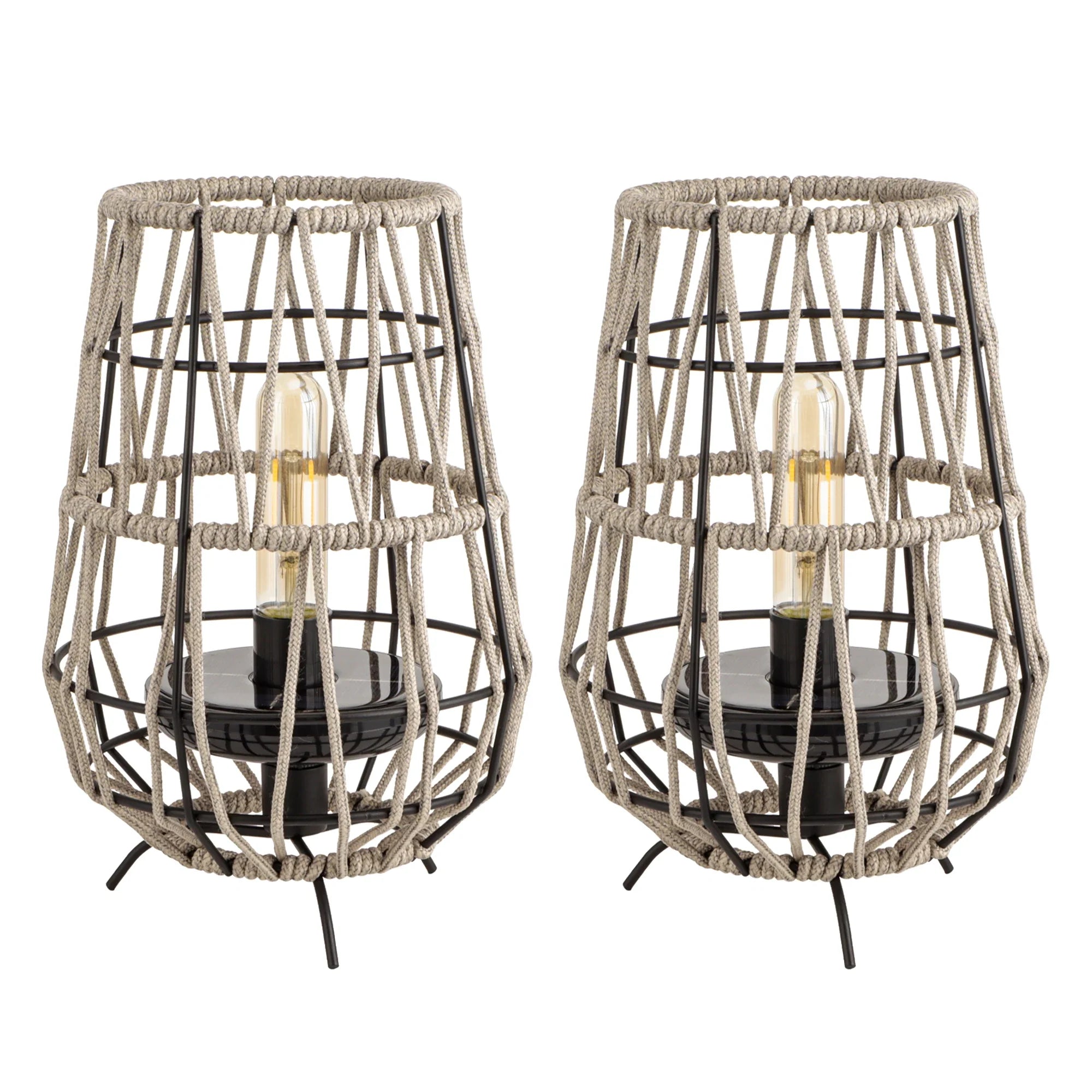 Solar Lantern Outdoor Table Lamp or Hanging Solar Lights (Set of 2)