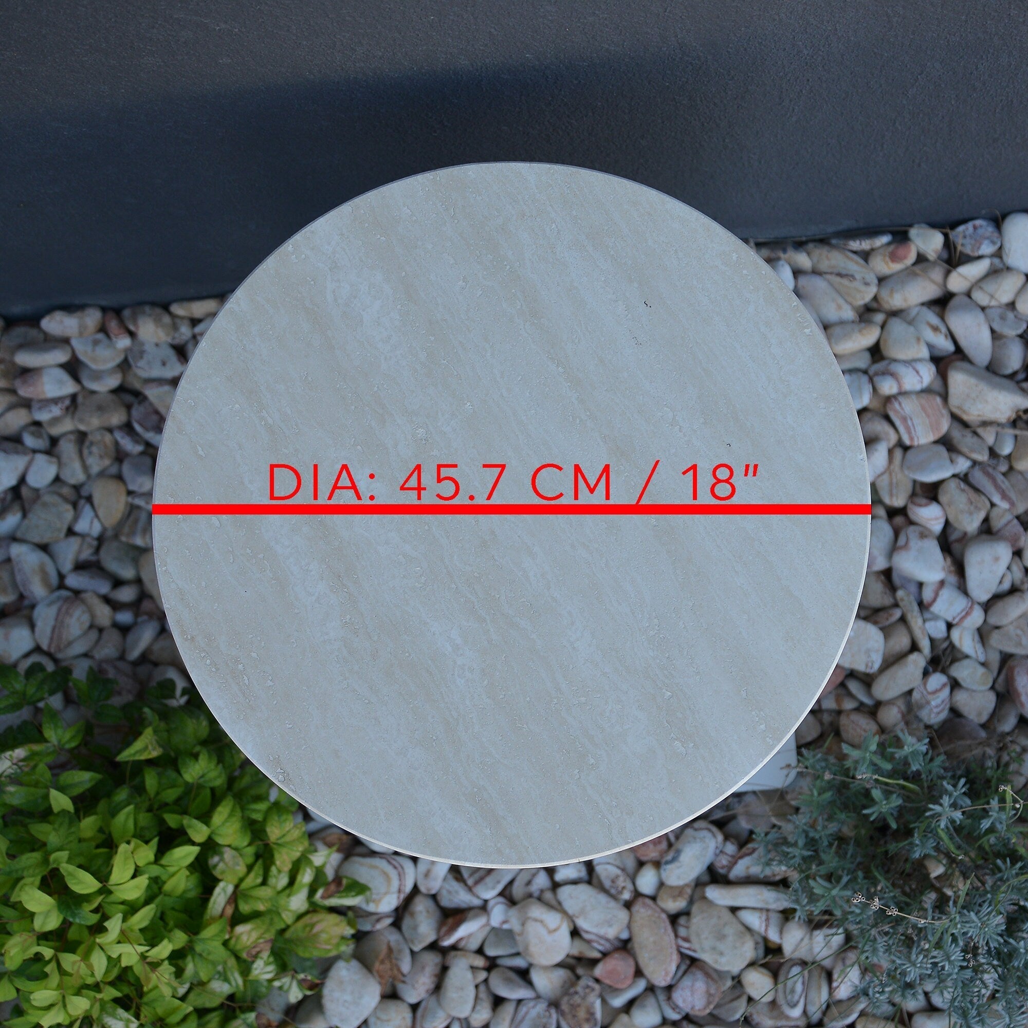 Travertine Round End/Side Marble Coffee Table U Shape Legs