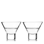Lot de 2 verres à martini sans pied en cristal à base épaisse Raye