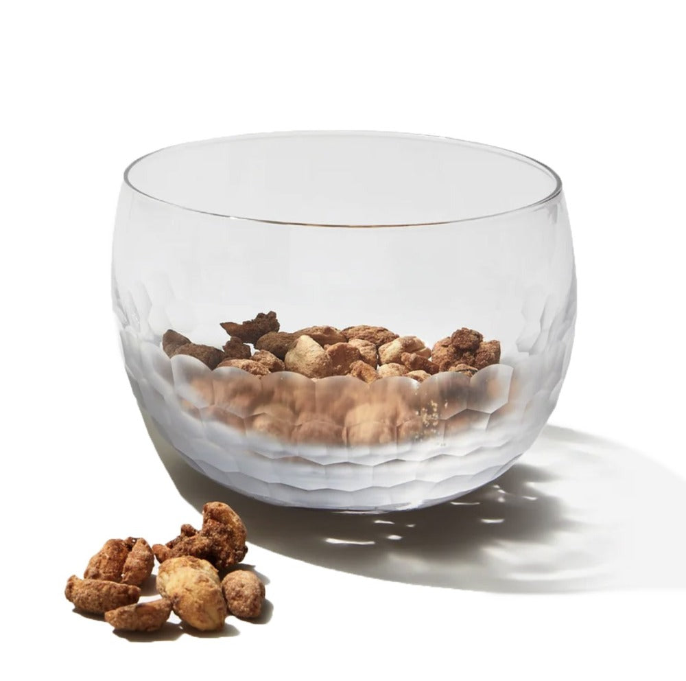 Hive Nut Bowl | Honeycomb Handblown & Hand-etched Dish 18 oz