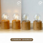 Lot de 2 lampes de table à grain de bois, 16,5 cm, à piles