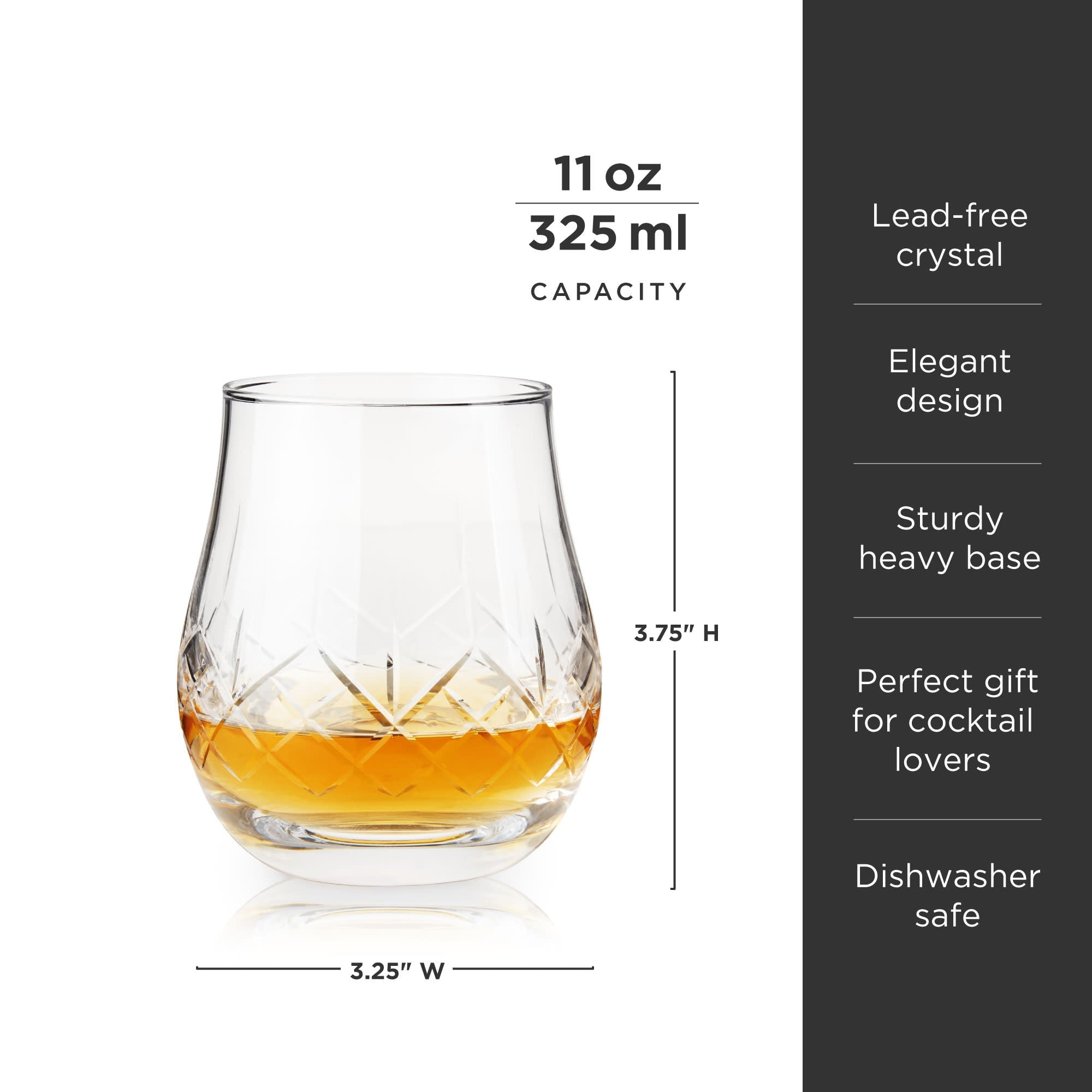Admiral Crystal Whiskey Heavyweight Glasses Set of 2