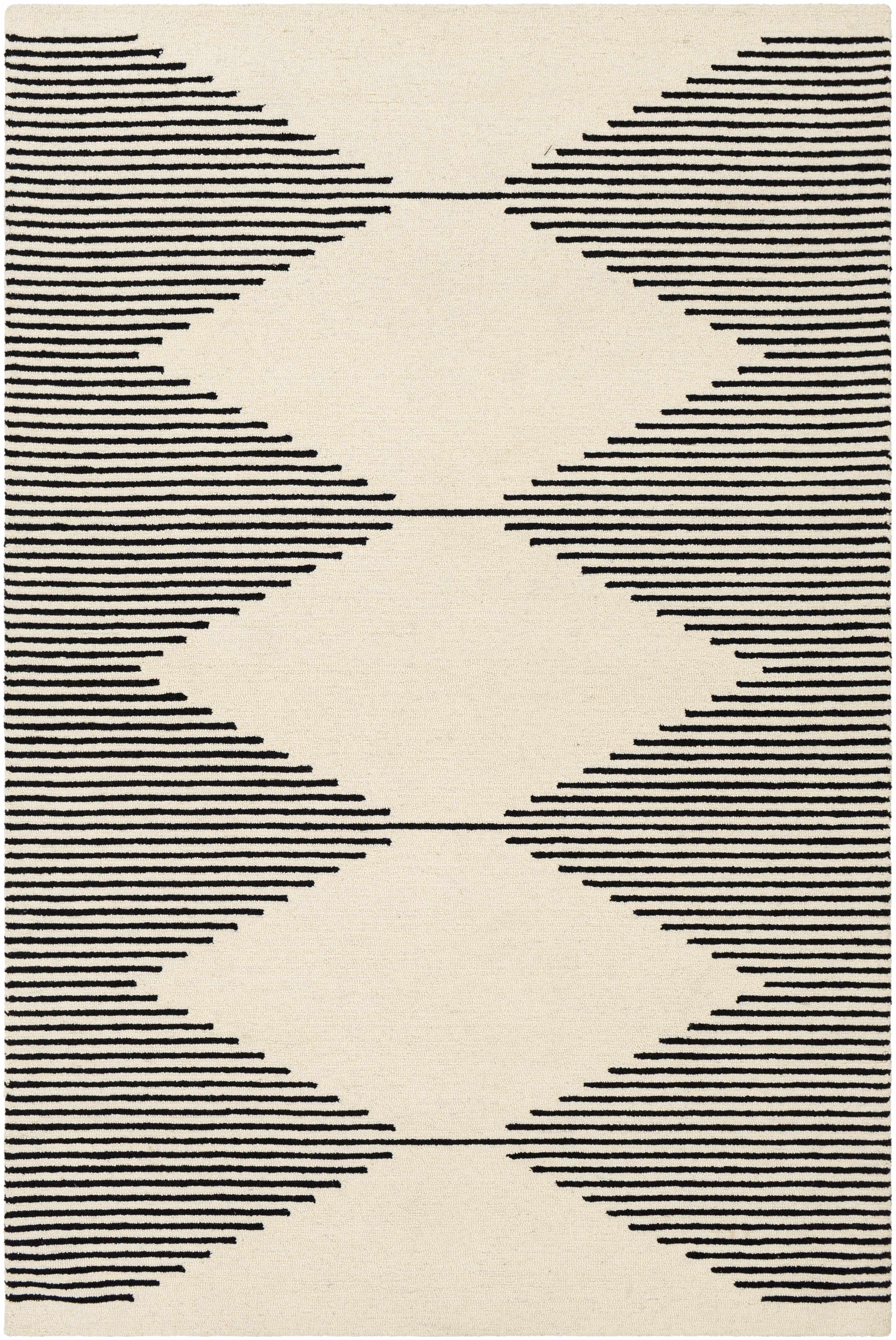 Rug with black and white geometric pattern